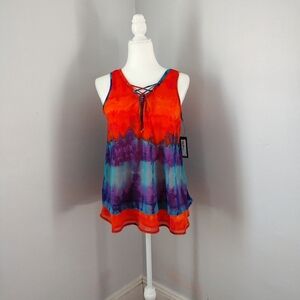 Worthington Tie-Dye Sleeveless V-Neck Blouse